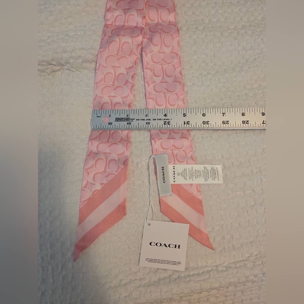 NWT Coach Signature Print Silk Skinny Scarf - Picture 8 of 9